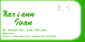 mariann ivan business card